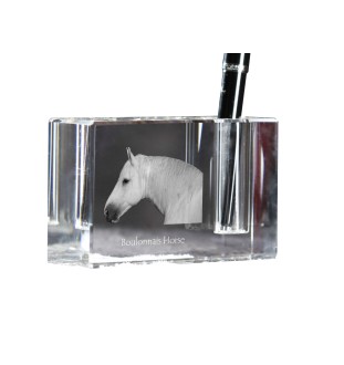 Boulonnais-Pferd - Stifthalter, Kristallorganisator mit Bild eines Pferdes, einzigartige Schreibtischdekoration der Marke Art-Dog