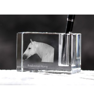 Boulonnais Horse - Pen stand, crystal organiser with picture of a horse, unique desk decoration by Art-Dog brand