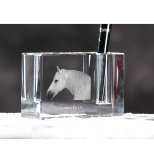Boulonnais Horse - Pen stand, crystal organiser with picture of a horse, unique desk decoration by Art-Dog brand