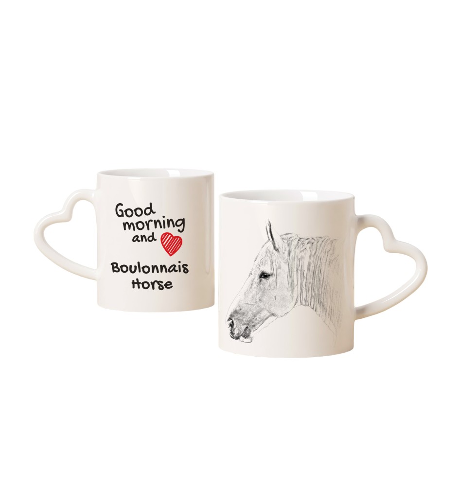 Boulonnais Horse - cup with a dog, adorable cup with a heart-shaped handle, universal gift from the Art-Dog brand