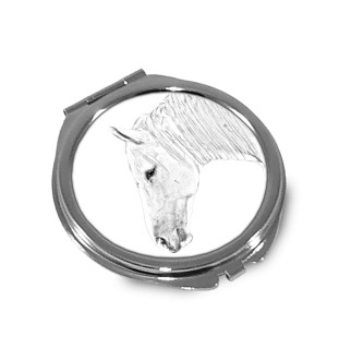 Cheval Boulonnais - miroir de poche avec cheval, miroir personnalisé pour sac à main, miroir compact avec impression de la marque Art-Dog