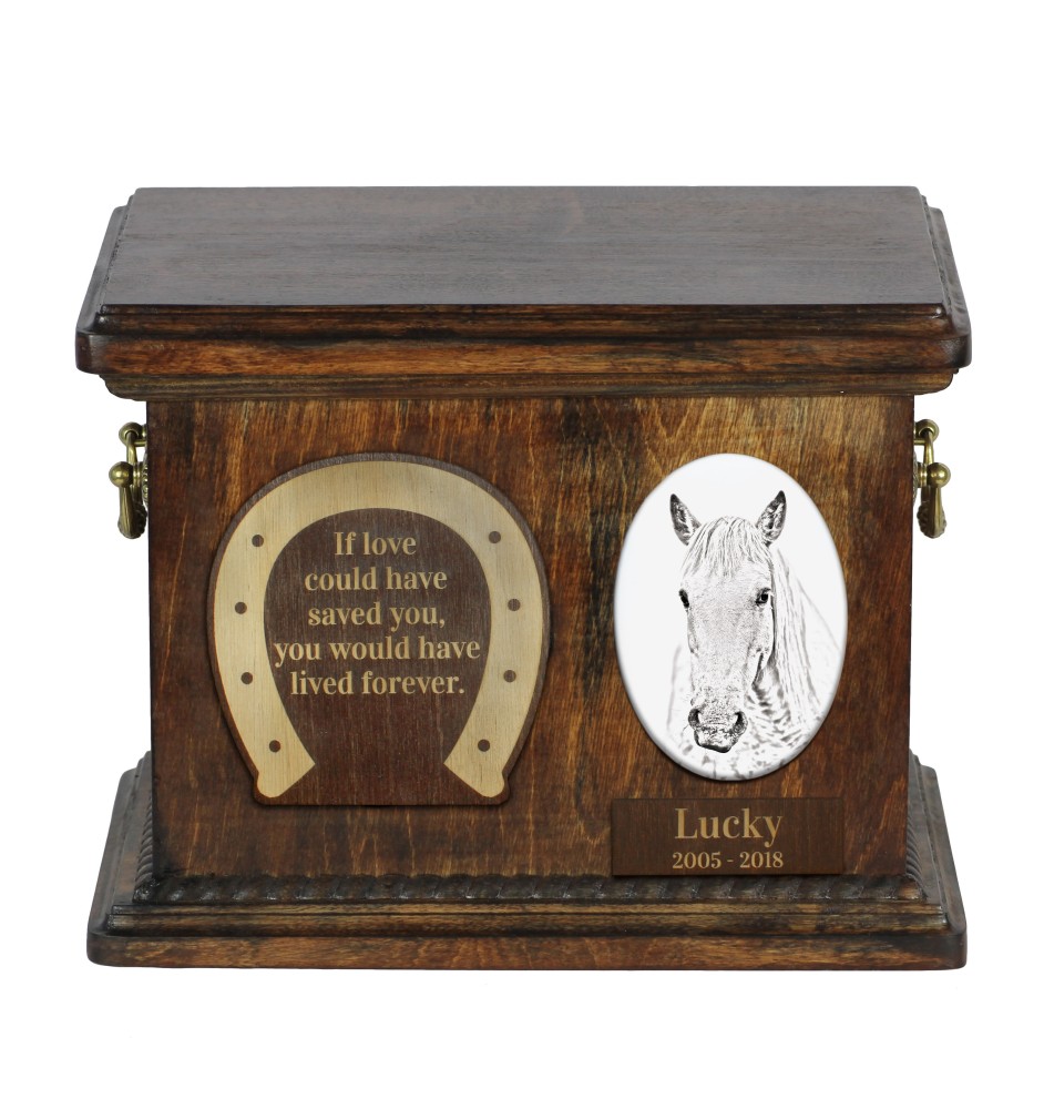 Camargue Horse - urn for horse ashes, urn for horse with a photo, personalized box for animal ashes by Art-Dog brand