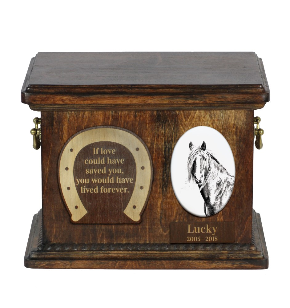 Canadian Horse - urn for horse ashes, urn for horse with a photo, personalized box for animal ashes by Art-Dog brand