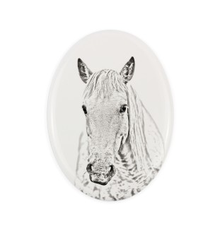 Cheval Camargue - une plaque commémorative avec une photo de cheval, une plaque funéraire avec une impression, une plaque ovale personnalisée de la marque Art-Dog