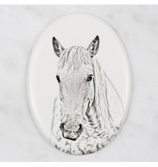 Cheval Camargue - une plaque commémorative avec une photo de cheval, une plaque funéraire avec une impression, une plaque ovale personnalisée de la marque Art-Dog