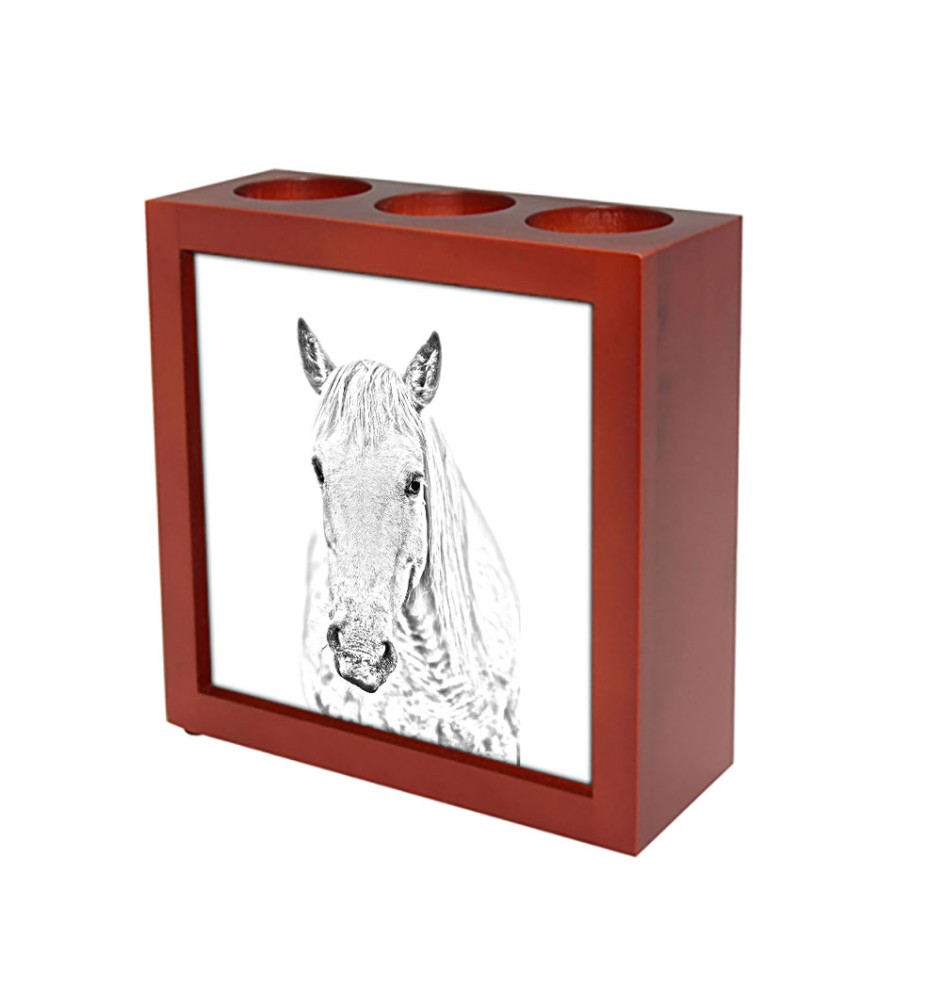 Camargue Horse - pen holder with a horse, desk organizer with a print, personalized desk decoration from the Art-Dog brand