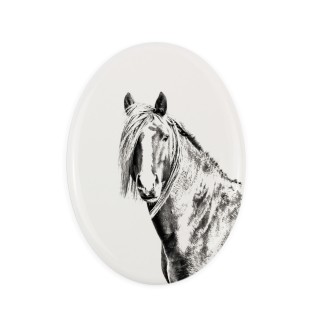 Canadian Horse - commemorative plaque with a photo of a horse, tombstone plaque with a print, personalized oval plaque by Art-Dog brand