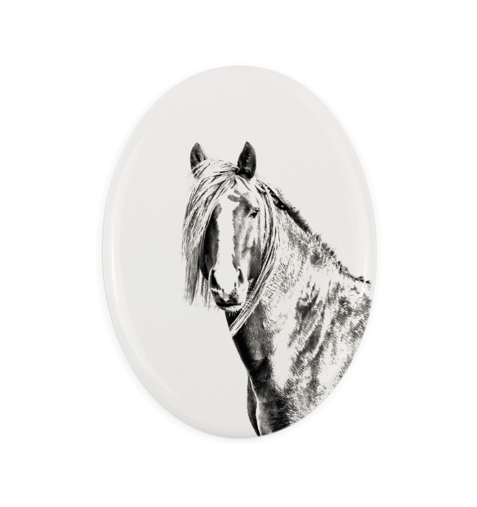 Canadian Horse - commemorative plaque with a photo of a horse, tombstone plaque with a print, personalized oval plaque by Art-Dog brand