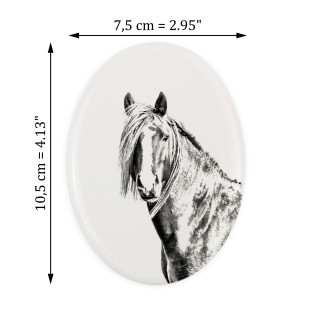 Cheval canadien - une plaque commémorative avec une photo de cheval, une plaque funéraire avec une impression, une plaque ovale personnalisée de la marque Art-Dog