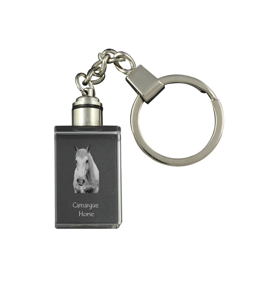 Camargue-Pferd - Kristall-Anhänger mit Foto eines Pferdes, beleuchteter Anhänger, einzigartiges Geschenk der Marke Art-Dog
