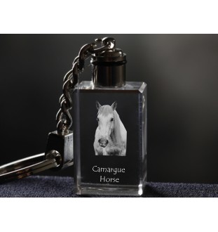 Camargue-Pferd - Kristall-Anhänger mit Foto eines Pferdes, beleuchteter Anhänger, einzigartiges Geschenk der Marke Art-Dog