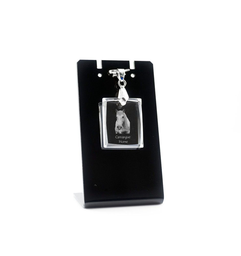 Camargue Horse - Crystal pendant with horse, photo necklace, unique jewellery by Art-Dog