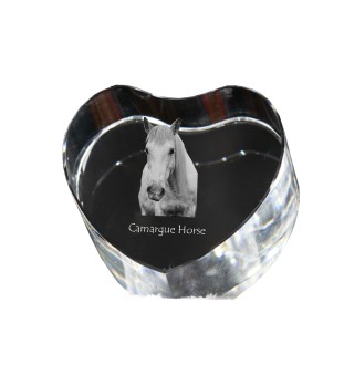 Cheval Camargue - une photo de cheval dans un cristal, un cœur en cristal, un cadre exceptionnel avec une photo de la marque Art-Dog