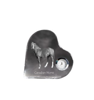Cheval canadien - horloge en cristal avec une photo de cheval, horloge de table en forme de cœur, horloge debout personnalisée de la marque Art-Dog