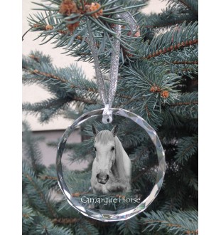 Cheval Camargue - boule de Noël en cristal avec une photo, photo de cheval dans le cristal, décoration personnalisée pour sapin de Noël de la marque Art-Dog
