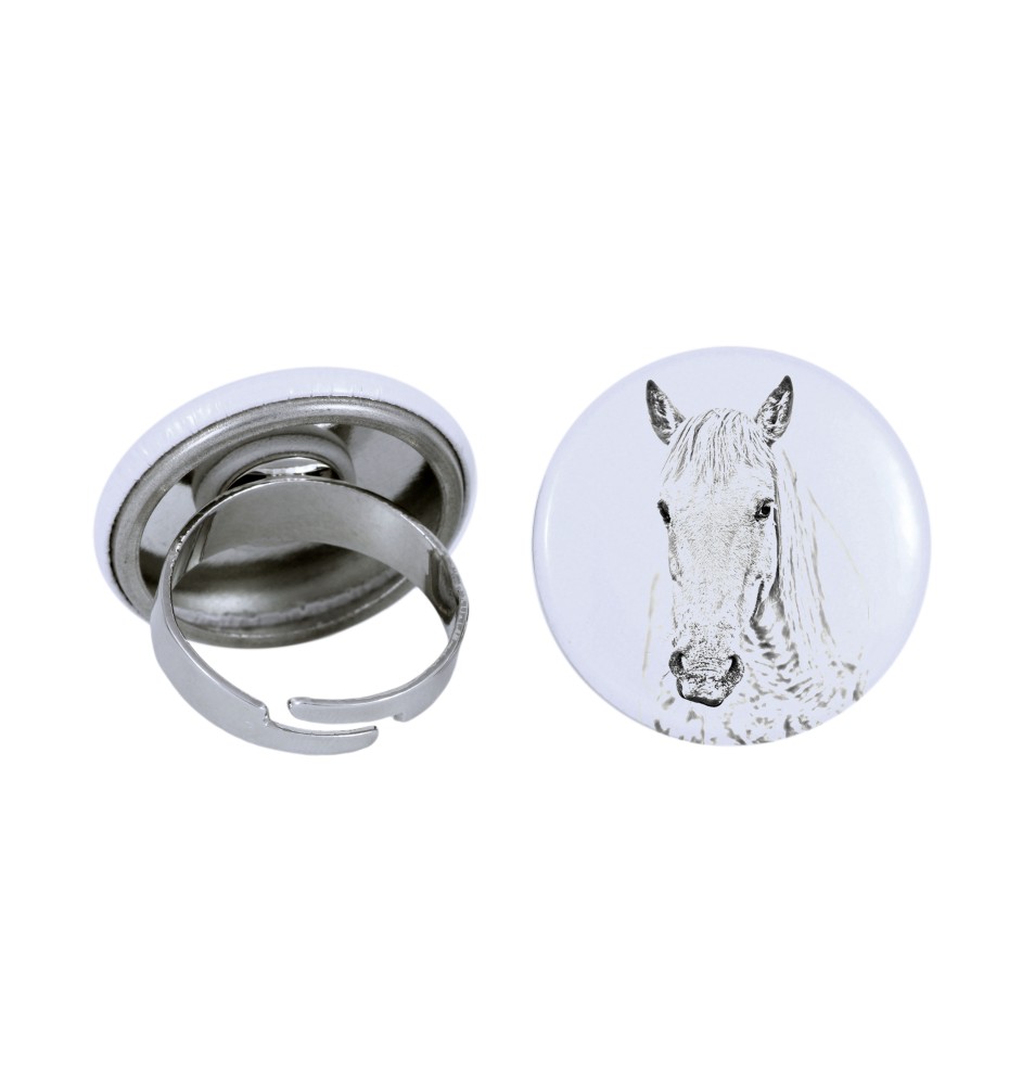 Cheval Camargue - Bague de collection avec l'image d'un cheval, produit fait à la main, marque Art-Dog