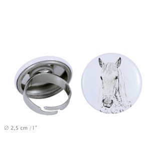 Cheval Camargue - Bague de collection avec l'image d'un cheval, produit fait à la main, marque Art-Dog