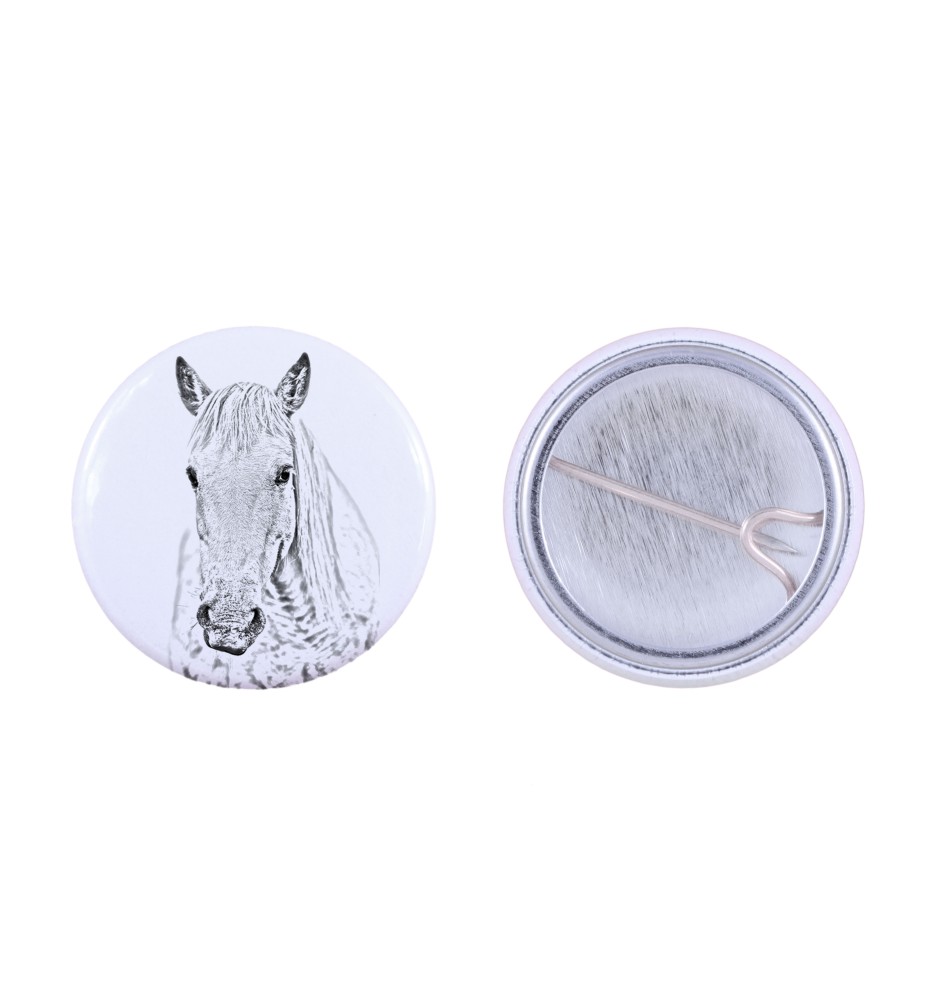 Camargue Horse - shirt accessory, bag pin, perfect gift with the option to add your brand graphics from Art-Dog.