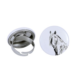 Cheval canadien - Bague de collection avec l'image d'un cheval, produit fait à la main, marque Art-Dog