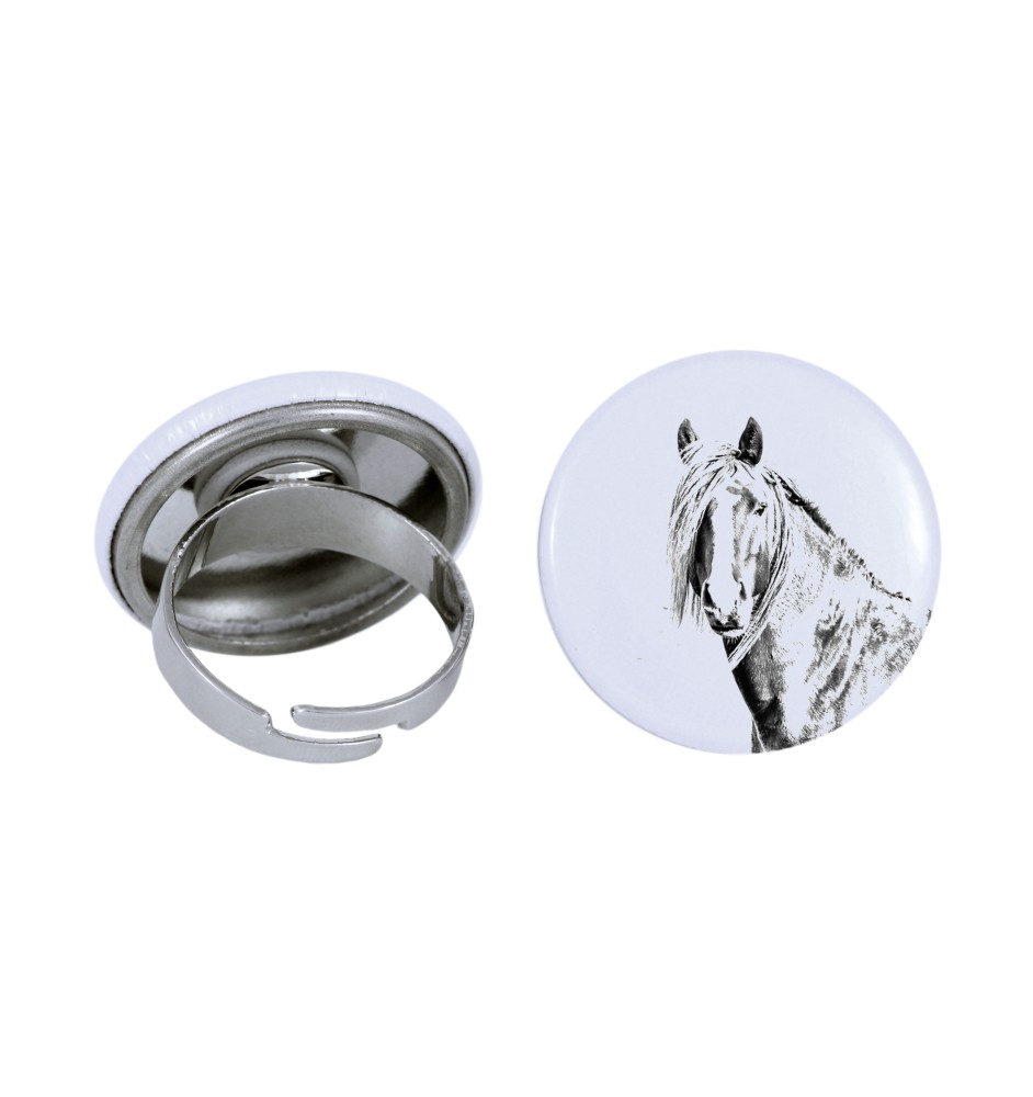 Cheval canadien - Bague de collection avec l'image d'un cheval, produit fait à la main, marque Art-Dog