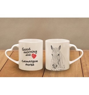 Camargue Horse - cup with a dog, adorable cup with a heart-shaped handle, universal gift from the Art-Dog brand