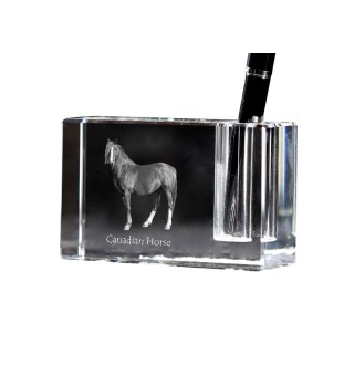 Cheval canadien - Porte-stylos, organiseur en cristal avec image d'un cheval, décoration de bureau unique par la marque Art-Dog