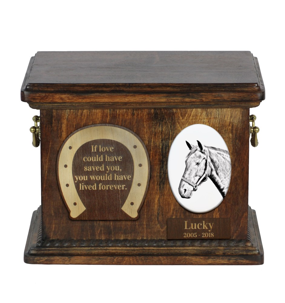 Warmblood danois - urne pour les cendres d'un cheval, urne pour cheval avec photo, boîte personnalisée pour les cendres d'un animal de la marque Art-Dog