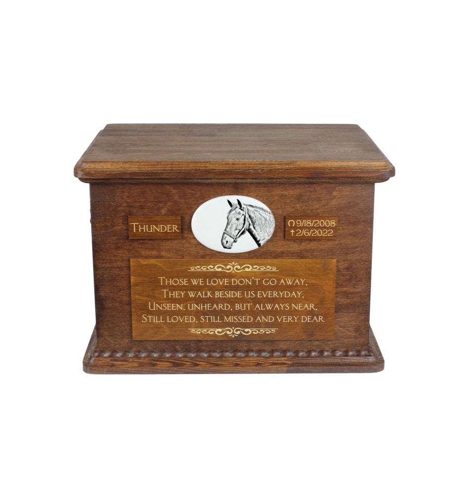 Dänisches Warmblut Urn für Pferdeasche, personalisierte Urne mit Foto, große Box für Pferdeasche von der Marke Art-Dog
