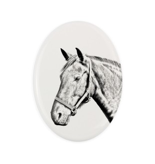 Warmblood danois - une plaque commémorative avec une photo de cheval, une plaque funéraire avec une impression, une plaque ovale personnalisée de la marque Art-Dog