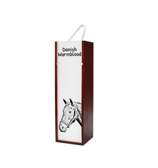 Warmblood danois - boîte à vin avec un cheval, boîte à alcool avec une illustration, boîte cadeau personnalisée de la marque Art-Dog