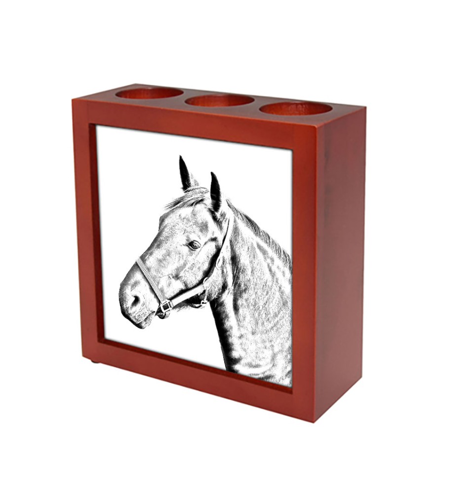 Dänisches Warmblut - Stifthalter mit Pferd, Schreibtischorganizer mit Aufdruck, personalisierte Schreibtischdekoration der Marke Art-Dog