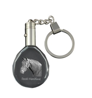 Dänisches Warmblut - pendant with a picture of a horse, crystal key ring in a gift box, unique gift by Art-Dog brand