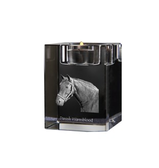 Danish Warmblood - Candle holder with picture of a horse, crystal tealight holder, personalised gift by Art-Dog brand
