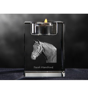 Warmblood danois - Bougeoir avec image d'un cheval, porte bougie en cristal, cadeau personnalisé par la marque Art-Dog