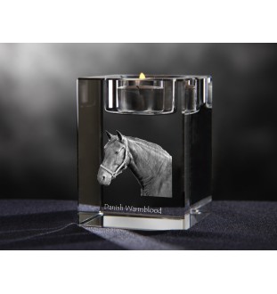 Danish Warmblood - Candle holder with picture of a horse, crystal tealight holder, personalised gift by Art-Dog brand