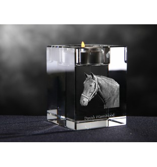Warmblood danois - Bougeoir avec image d'un cheval, porte bougie en cristal, cadeau personnalisé par la marque Art-Dog