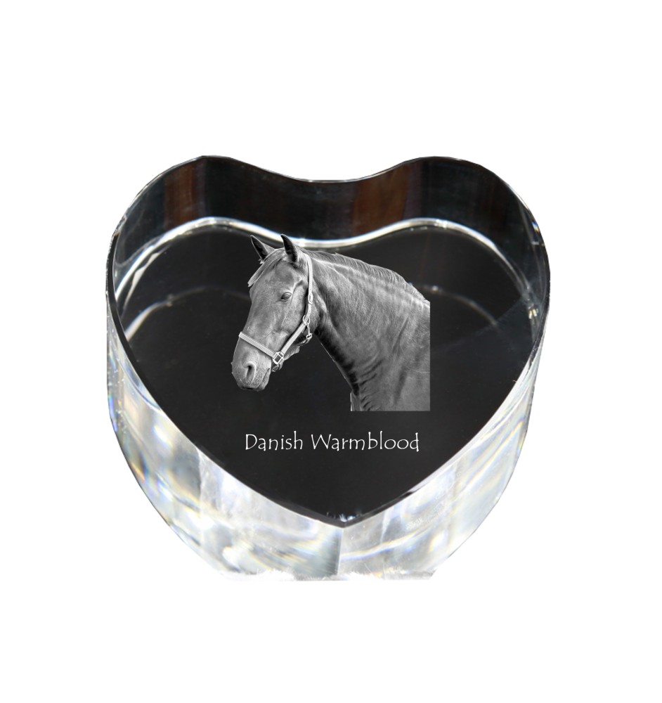 Warmblood danois - une photo de cheval dans un cristal, un cœur en cristal, un cadre exceptionnel avec une photo de la marque Art-Dog
