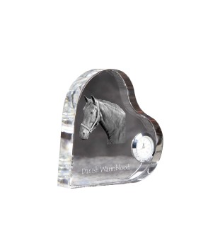 Warmblood danois - horloge en cristal avec une photo de cheval, horloge de table en forme de cœur, horloge debout personnalisée de la marque Art-Dog