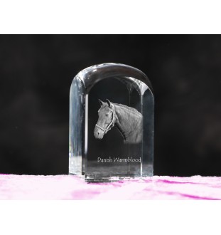 Dänisches Warmblut - Kristallwürfel mit Bild, Pferdebild im Kristall, sechseckiger Papierclip der Marke Art-Dog