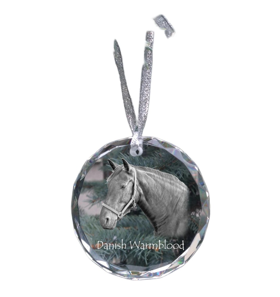 Warmblood danois - boule de Noël en cristal avec une photo, photo de cheval dans le cristal, décoration personnalisée pour sapin de Noël de la marque Art-Dog