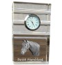 Danish Warmblood - glass clock with a photo, photo of a horse in crystal, personalized standing office clock by Art-Dog brand