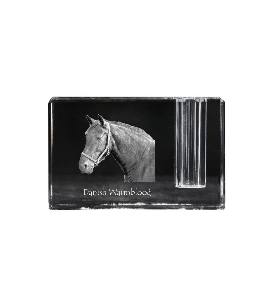 Warmblood danois - Porte-stylos, organiseur en cristal avec image d'un cheval, décoration de bureau unique par la marque Art-Dog