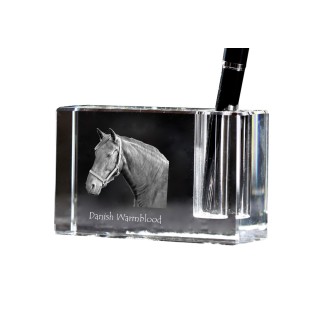 Warmblood danois - Porte-stylos, organiseur en cristal avec image d'un cheval, décoration de bureau unique par la marque Art-Dog