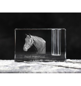 Warmblood danois - Porte-stylos, organiseur en cristal avec image d'un cheval, décoration de bureau unique par la marque Art-Dog
