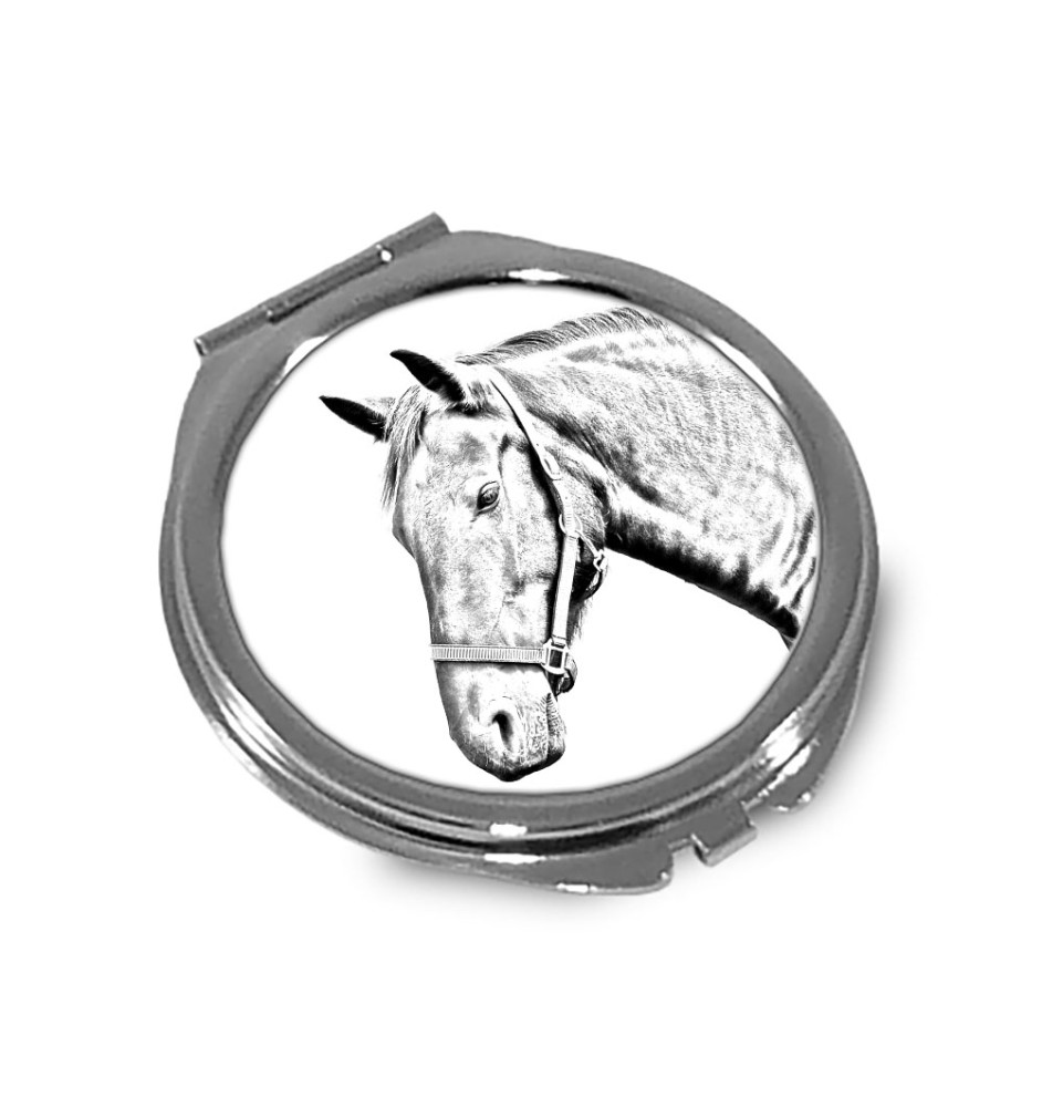 Warmblood danois - miroir de poche avec cheval, miroir personnalisé pour sac à main, miroir compact avec impression de la marque Art-Dog