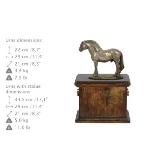 Koń fiordzki urna na drewnie z statuetką konia Art-Dog