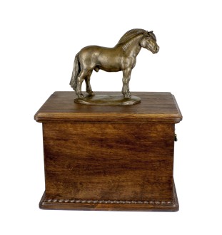 Fjord Horse - urn for horse ashes with a statuette, personalized urn with engraving, large box for horse ashes from the Art-Dog brand