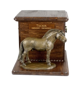 Cheval Fjord - urne pour cendres de cheval avec statuette, urne personnalisée avec gravure, grande boîte pour cendres de cheval de la marque Art-Dog