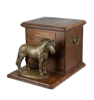 Cheval Fjord - urne pour cendres de cheval avec statuette, urne personnalisée avec gravure, grande boîte pour cendres de cheval de la marque Art-Dog