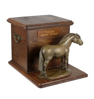Fjordpferd - Eine Urne für die Asche eines Pferdes mit einer Statue, personalisierte Urne mit Gravur, große Schachtel für Pferdeasche von der Marke Art-Dog.